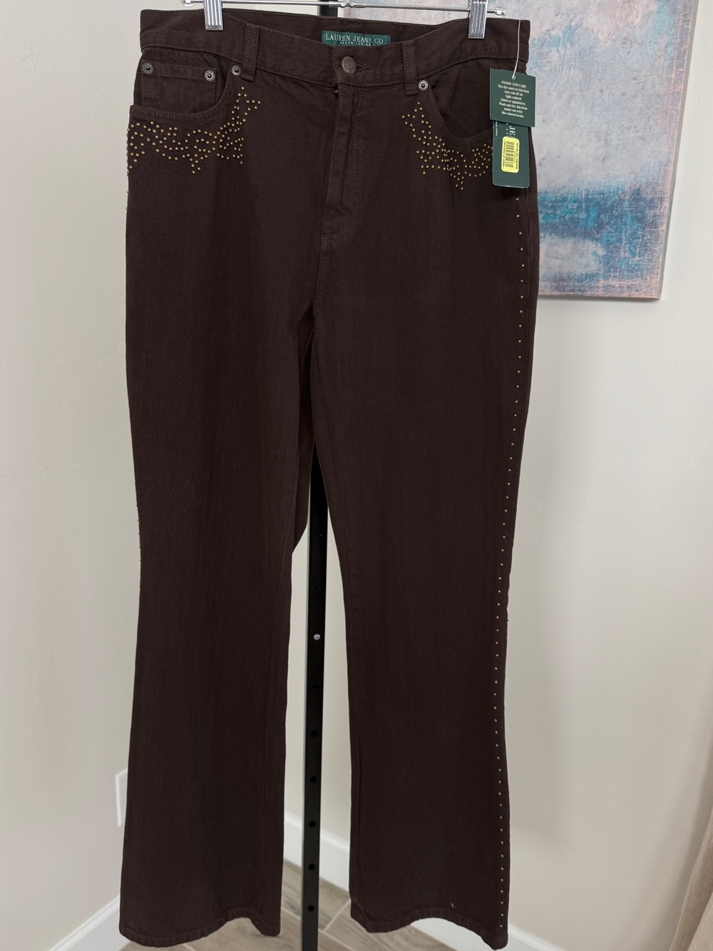 Vintage Lauren Jeans Ralph Lauren Studded Bootcut Western Jeans Womens 8 Y2K NWT